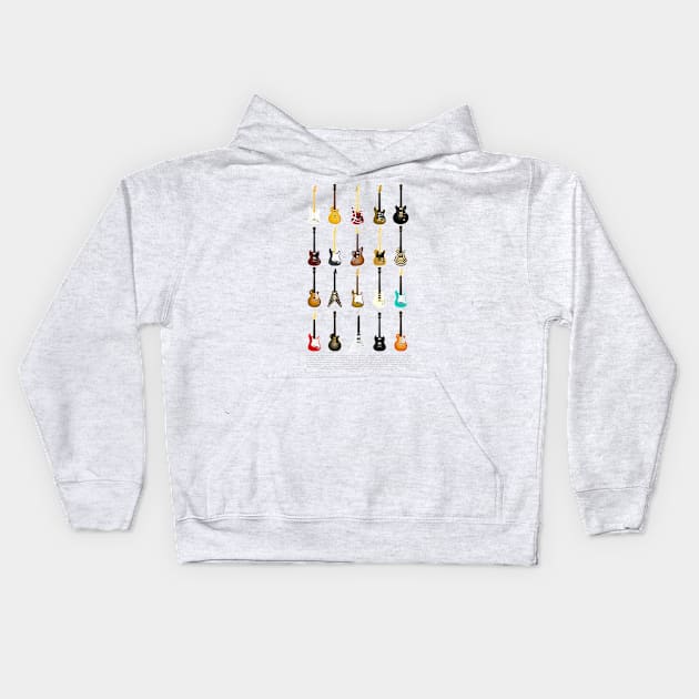 Guitar Collection (with Key) Kids Hoodie by d13design